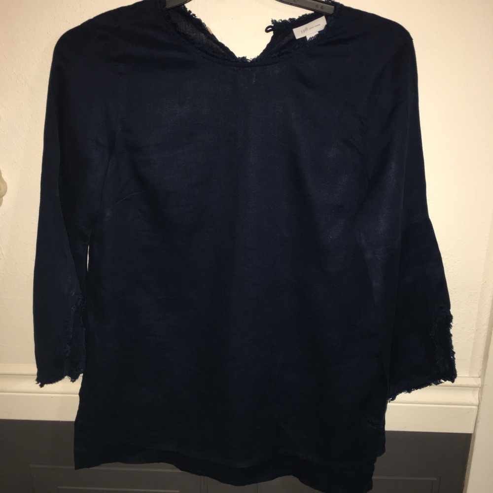 J. JILL | Love Linen 100% Linen Navy Blue Top Blouse Sz. XS